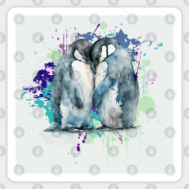 Watercolor Penguins Sticker by HolidayBug